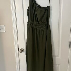 Lands' End Women's Creaseless One Shoulder Midi Dress- New